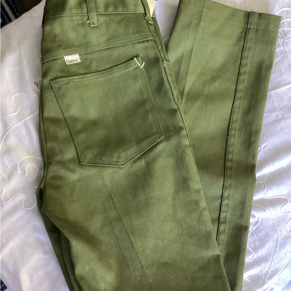 Campus Green Chinos Straight Leg Durable Everyday Wear